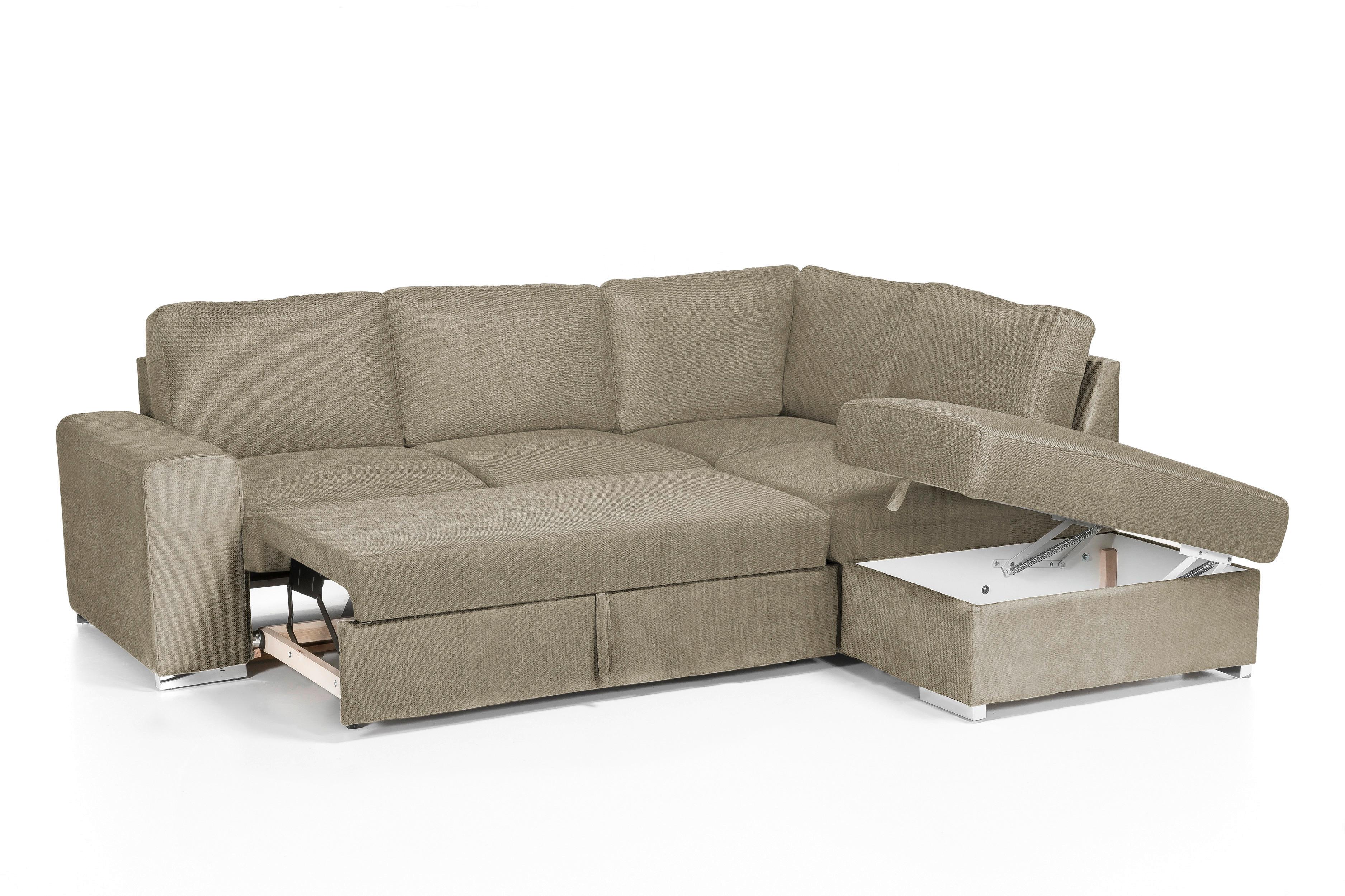 Rozkládací Sedací Souprava Eddi - Cappuccino, Pravý Roh - cappuccino/barvy chromu, Design, textil/plast (248/213cm) - MID.YOU