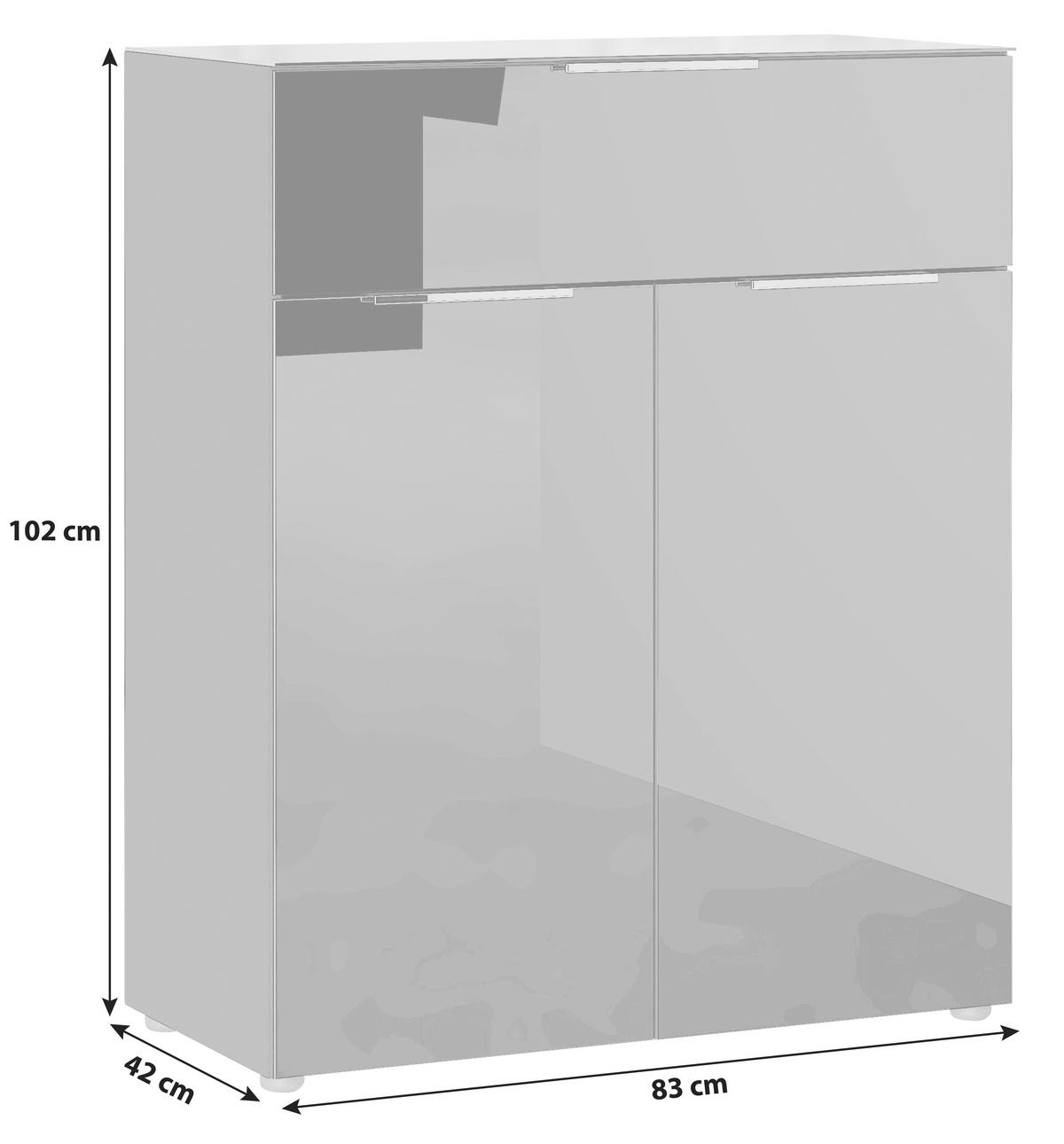 Kommode mit Glasfront B: 83 cm Gw-Oakland, Schwarz - Schwarz, KONVENTIONELL, Glas/Holzwerkstoff (83/102/42cm) - Germania