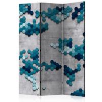 Paravent Blau Grau B: 135 cm - Blau/Grau, Basics, Holz/Textil (135/172/3cm) - artgeist
