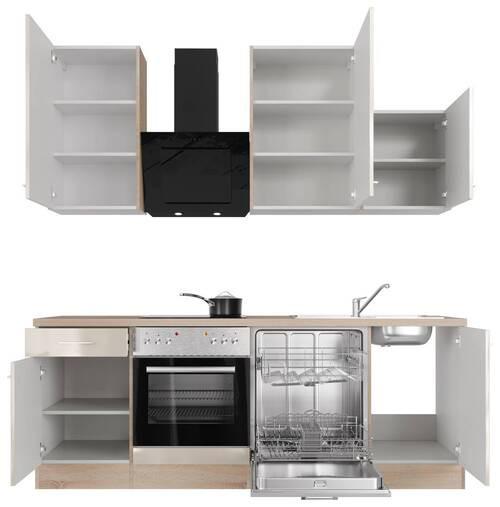 Küchenzeile Nepal mit Geräten 220 cm Kaschmir/Eiche Dekor - Kaschmir/Sonoma Eiche, MODERN, Holzwerkstoff (220cm) - FlexWell