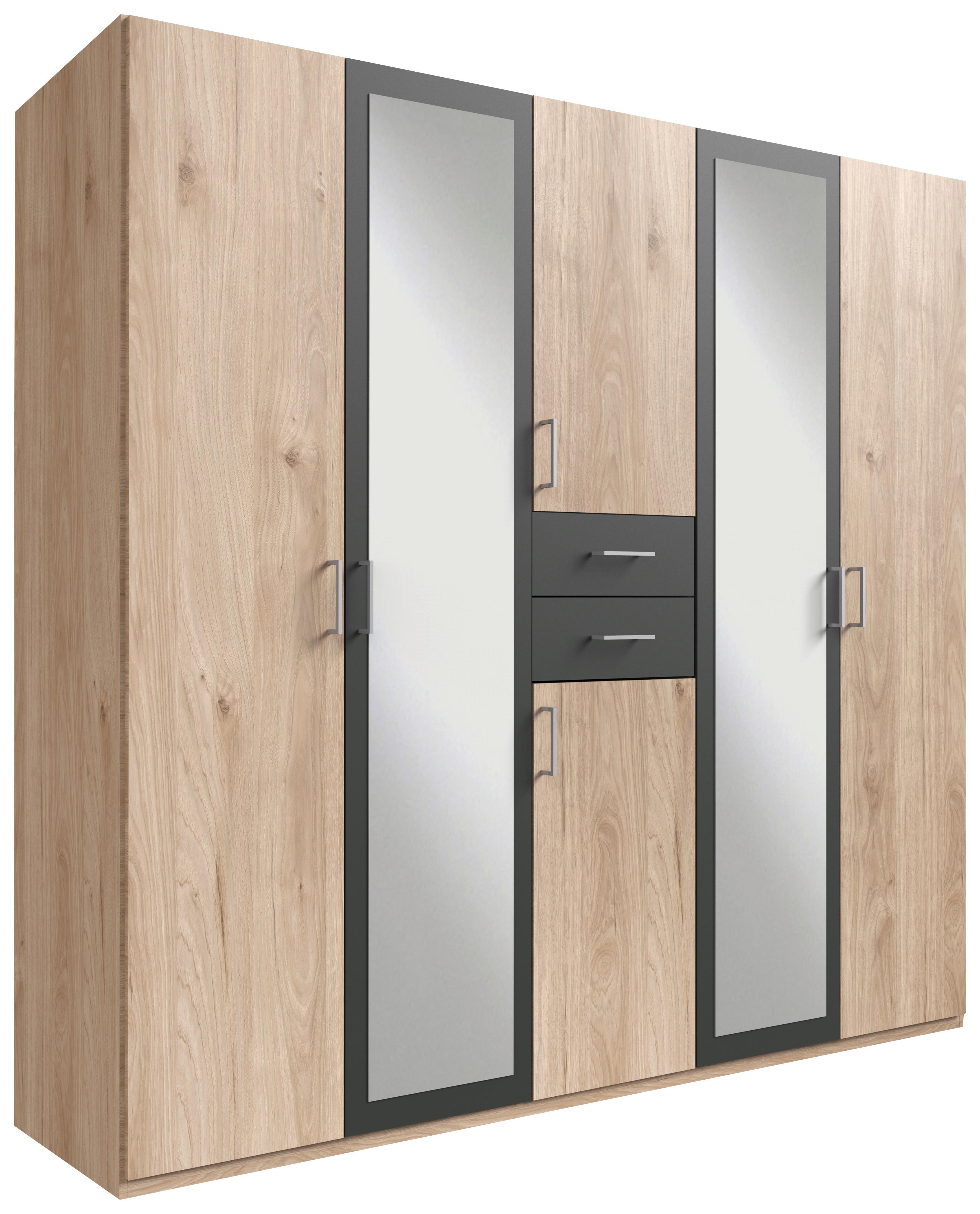 ŠATNÍ SKŘÍŇ DIVER - barvy dubu/barvy grafitu, Konvenční, kompozitní dřevo/plast (225/208/58cm)