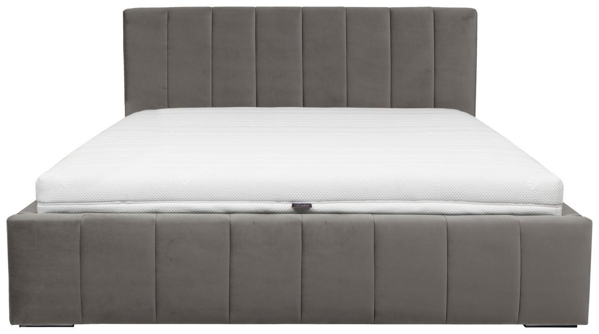 Čalouněná postel ALLOS šedá 180x200cm - šedá/jádrový buk, Moderní, kov/dřevo (180/200cm) - MID.YOU