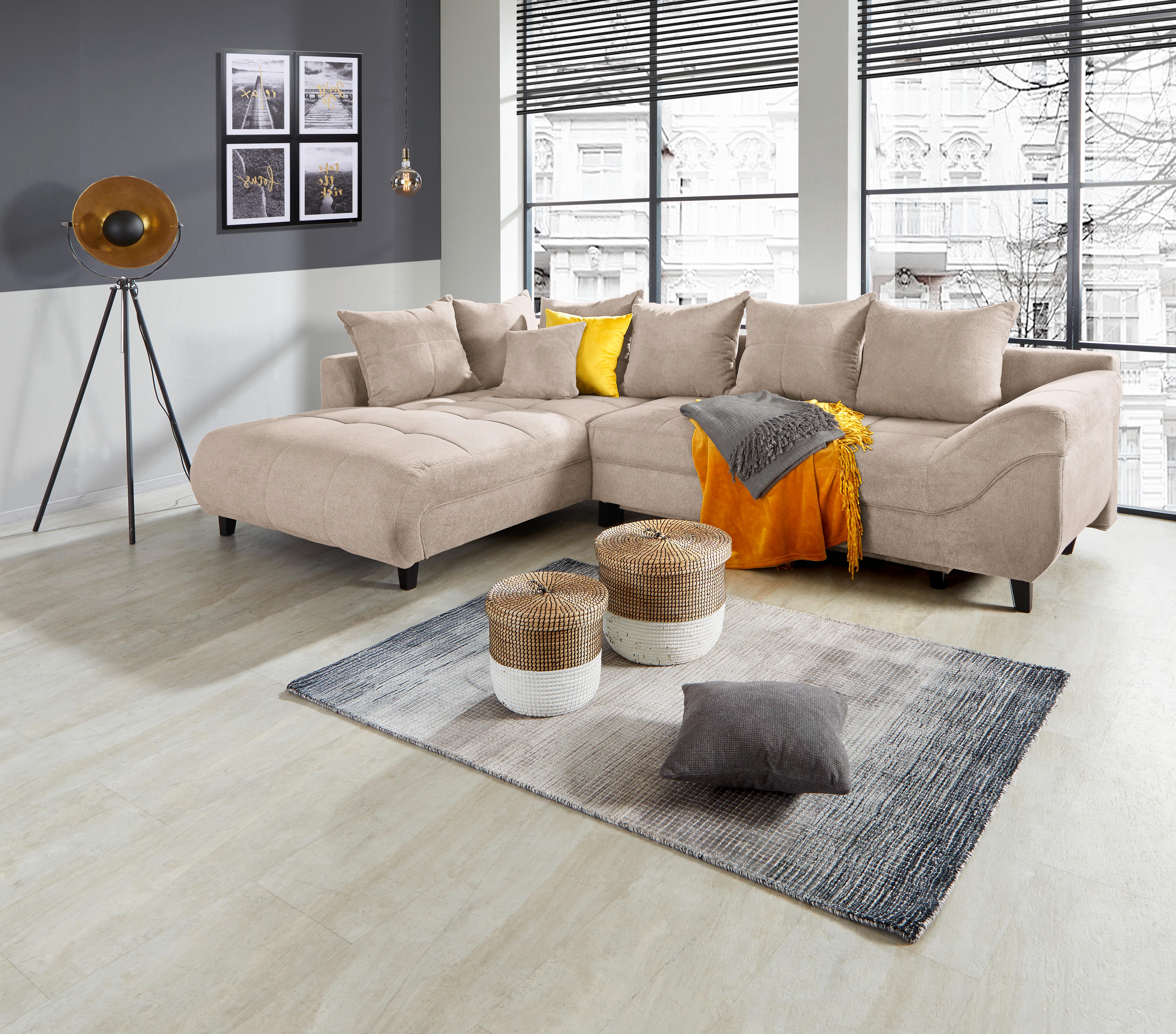 Ecksofa Mendoza - Beige/Schwarz, Design, Textil (197/309cm) - Ondega
