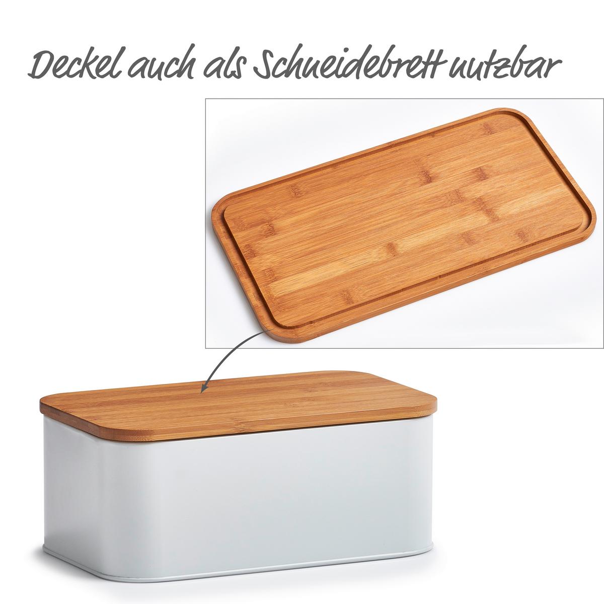 Brotkasten Weiß B: 31 cm - Weiß, Basics, Holz/Metall (31/18/13cm) - Zeller Present