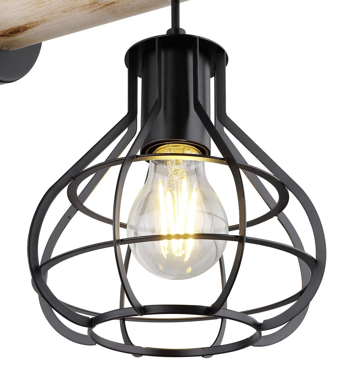 Wandleuchte Clastra 1-Flammig Industry-Style - Schwarz/Naturfarben, Natur, Holz/Metall (18/26/36cm) - Globo