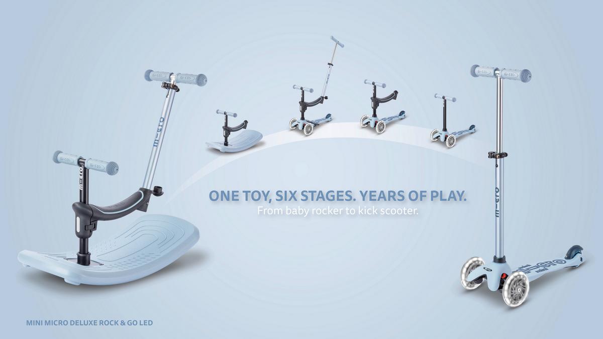 Kinderscooter Weiß/grau Mehrere Möglichkeiten - Pastellblau, Trend, Kunststoff/Metall (67/28/45-77cm) - Micro Mobility