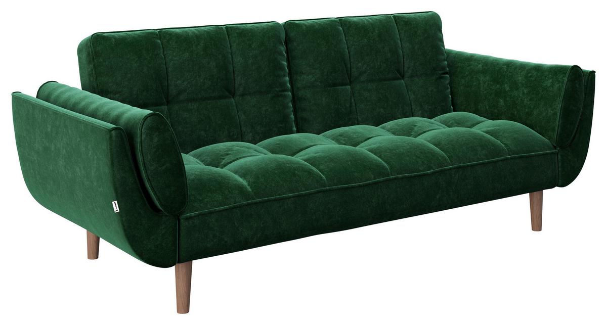 2-Sitzer-Sofa mit Schlaffunkt. Scarlett Grün Samt - Walnussfarben/Grün, KONVENTIONELL, Textil (215/81,5/84,5cm) - Playboy
