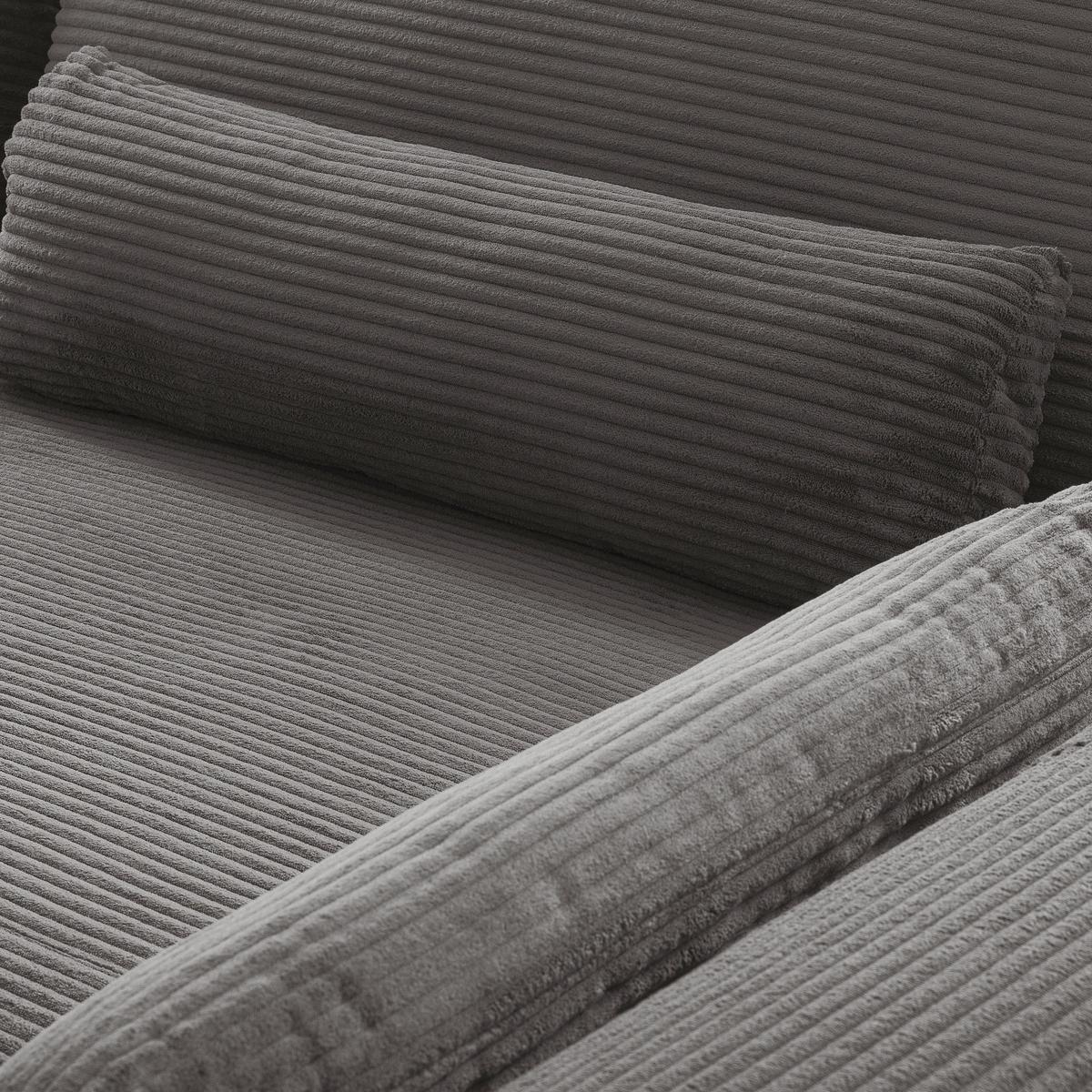 Ecksofa Berlin Cord Grau 313x172 cm - Schwarz/Grau, Design, Textil (313/172cm) - P & B