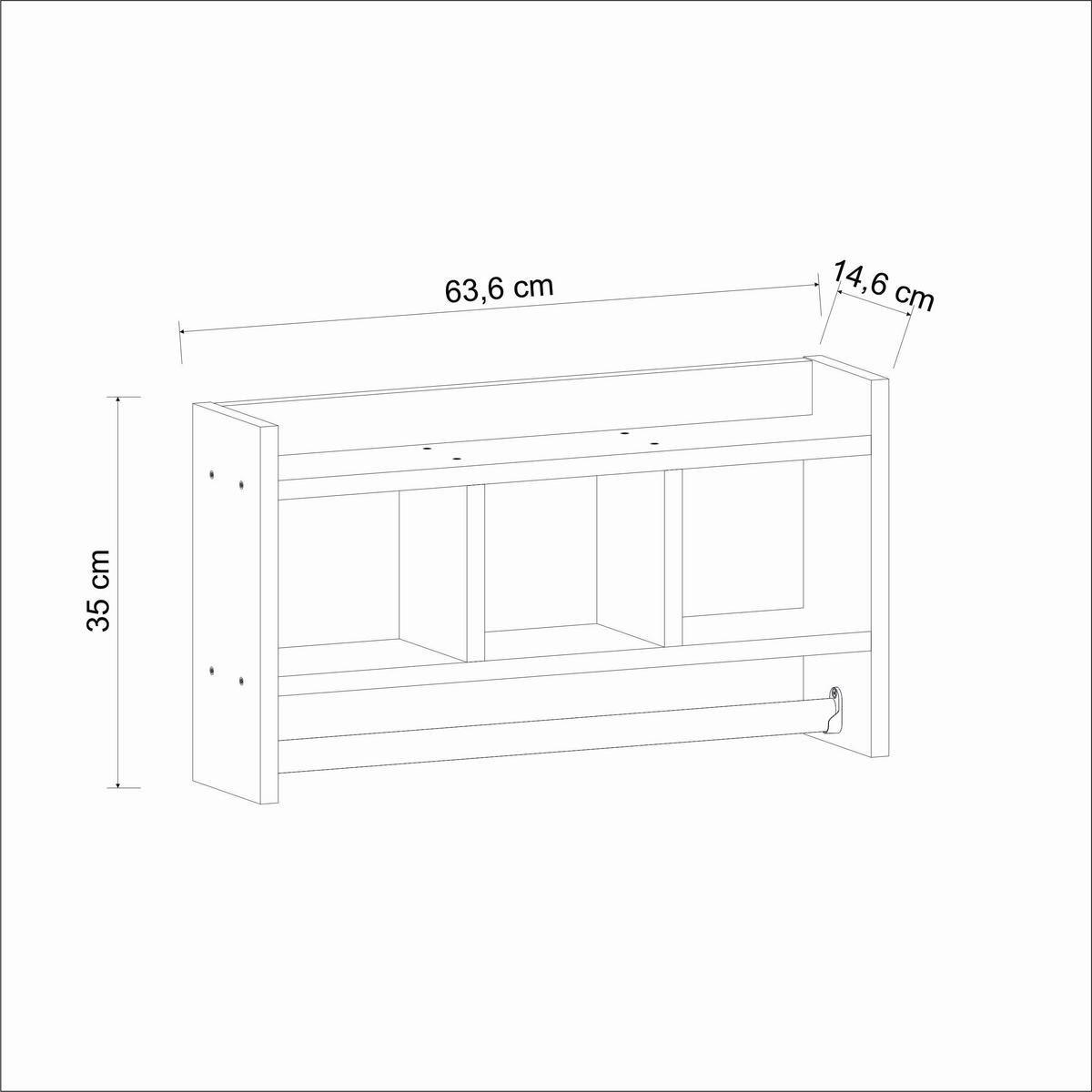 Küchenregal Asya, Weiß B: 64 Cm - Weiß, Design, Holzwerkstoff (64/35/15cm) - Livetastic