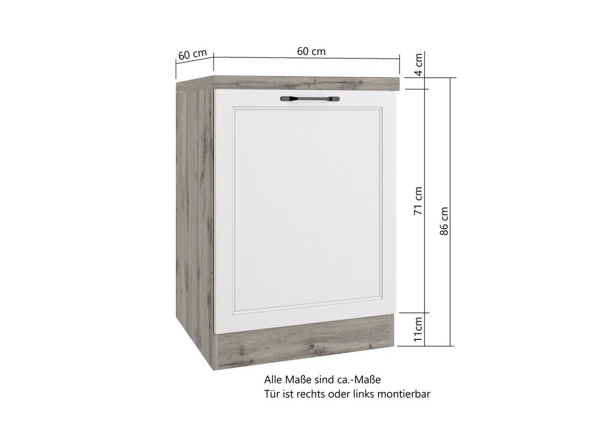 Küchenunterschrank Meran B: 60 cm Weiß/Eiche Dekor - Eiche Wotan/Weiß, LIFESTYLE, Holzwerkstoff (60/86/60cm) - Held