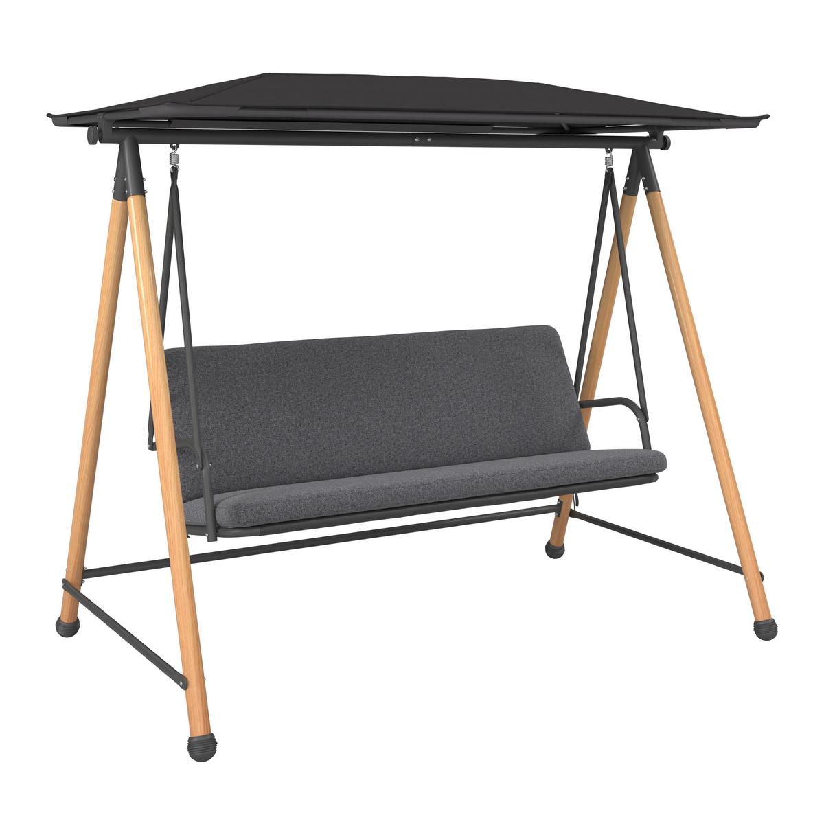 HOLLYWOODSKA HOJDAČKA BUDAPEST - čierna/antracitová, Modern, kov/textil (215/182/120cm) - Mömax