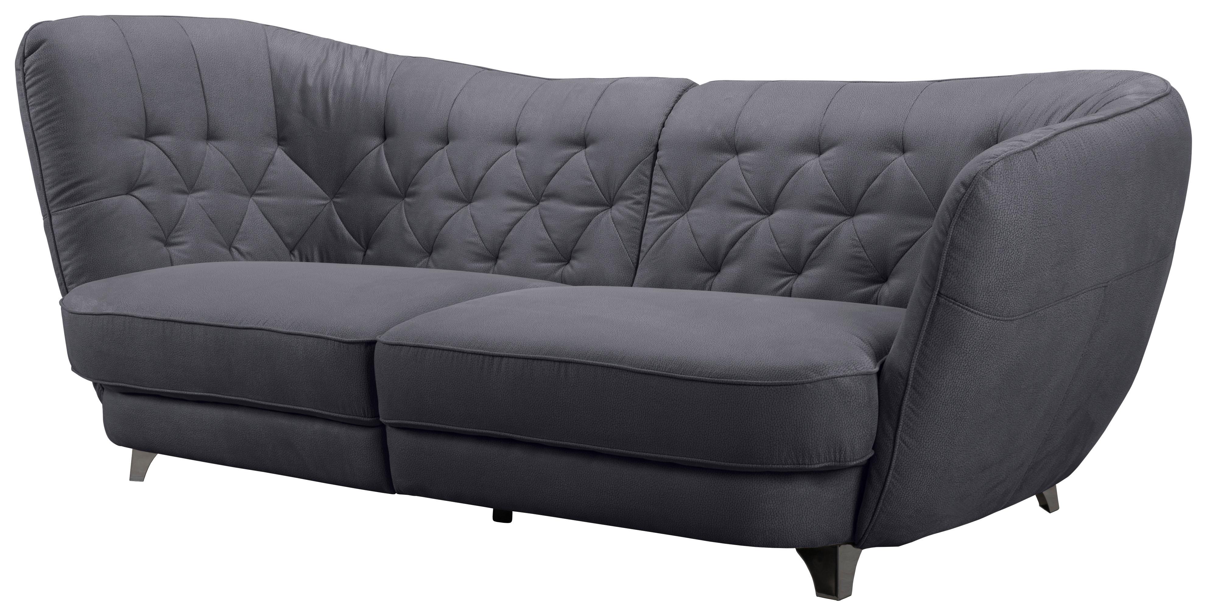 Big Sofa mit Echtem Rücken Retro B: 256 cm Dunkelblau - Chromfarben/Dunkelblau, MODERN, Textil (256/85/115cm) - MID.YOU
