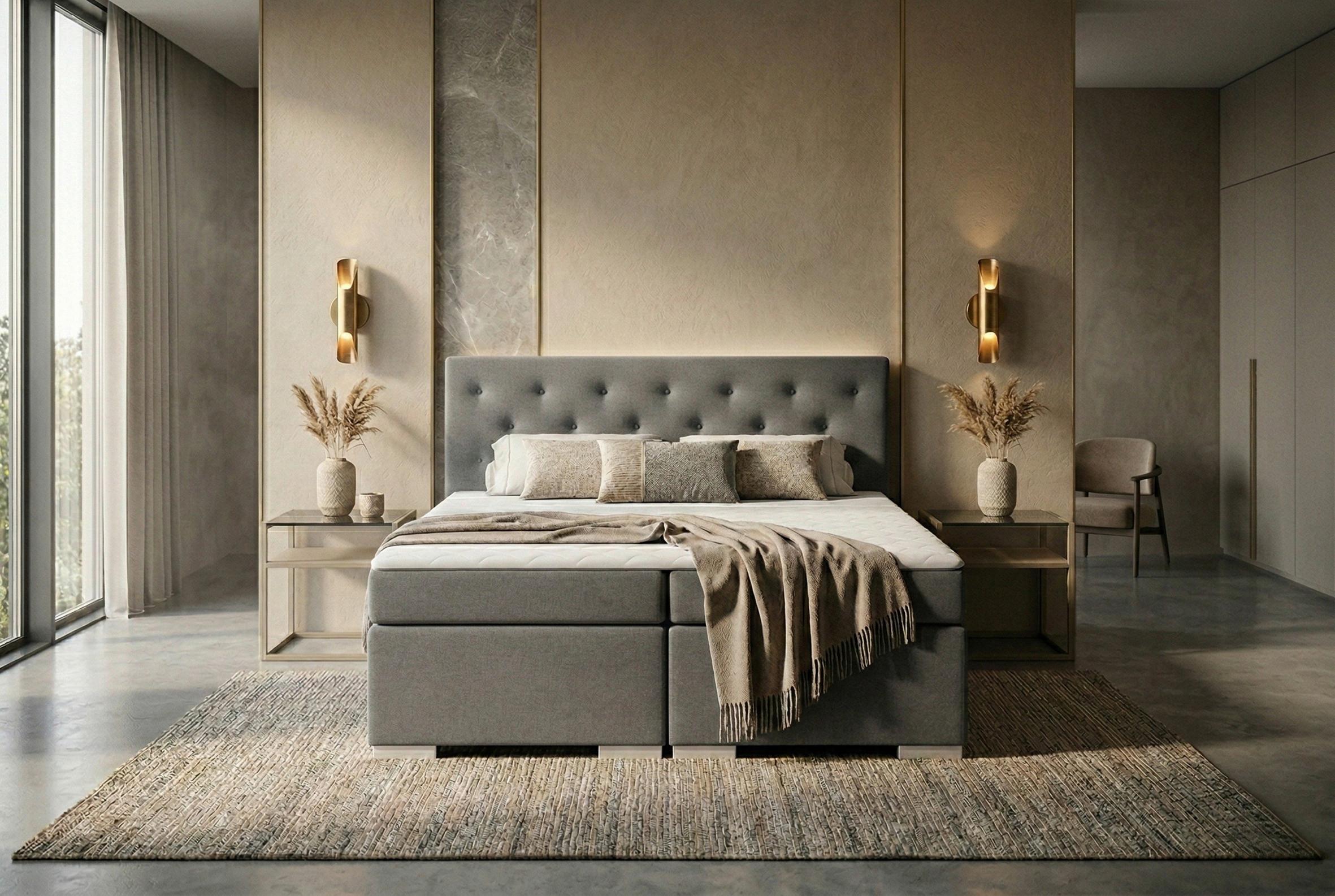 Boxspringbett Mit Topper 180x200 Korfu - Chromfarben/Dunkelgrau, MODERN, Holzwerkstoff/Textil (180/200cm) - MID.YOU