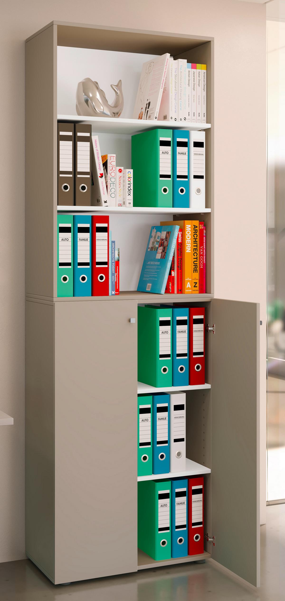 Aktenschrank Lona Grau, Weiß B: 70 Cm - Weiß/Grau, Design, Holzwerkstoff (70/220/39cm) - MID.YOU