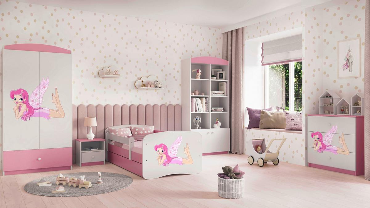 Kinder-/Juniorbett Babydreams Inkl. Matratze 80x160 - Pink/Birkefarben, MODERN, Holz/Holzwerkstoff (80/160cm) - MID.YOU
