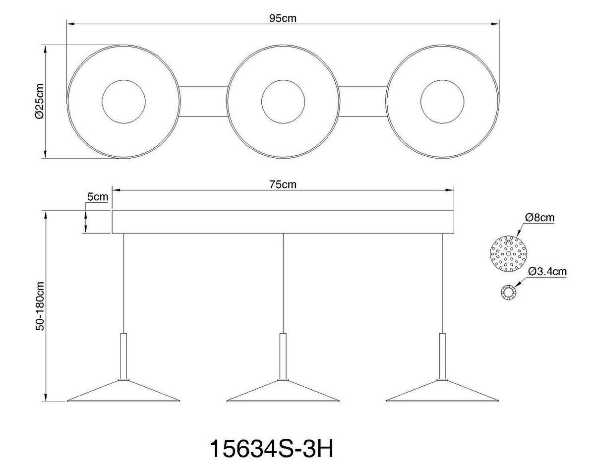 LED-Hängeleuchte Lampone Schwarz Weiß L: 95 cm - Schwarz/Weiß, Design, Kunststoff/Metall (95/25/180cm) - Globo