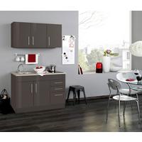 Miniküche Toronto Grau/eiche Dekor B: 120 Cm - Grau Hochglanz/Graphitfarben, MODERN, Holzwerkstoff (120cm) - Held