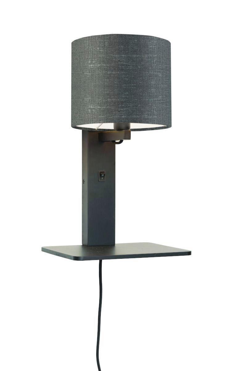 Wandleuchte Andes/w1/b/1815/dg - Dunkelgrau/Schwarz, Trend, Holz/Textil (19/24/36cm) - Good & Mojo