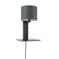 WANDLEUCHTE ANDES/W1/B/1815/DG - Dunkelgrau/Schwarz, Trend, Holz/Textil (19/24/36cm) - Good & Mojo