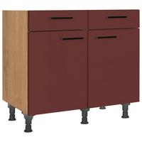 Schubkastenunterschrank Easytouch - Eichefarben/Rot, MODERN, Holzwerkstoff (90/87/56cm) - Nobilia