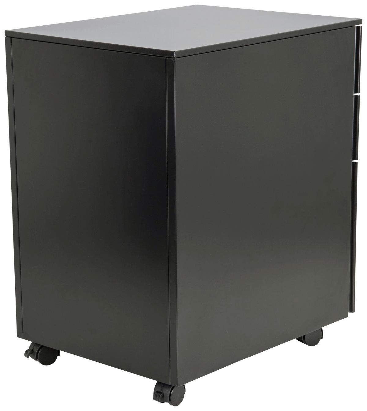 Rollcontainer Color Os I Schwarz - Schwarz, MODERN, Kunststoff/Metall (39/60/50cm) - MID.YOU