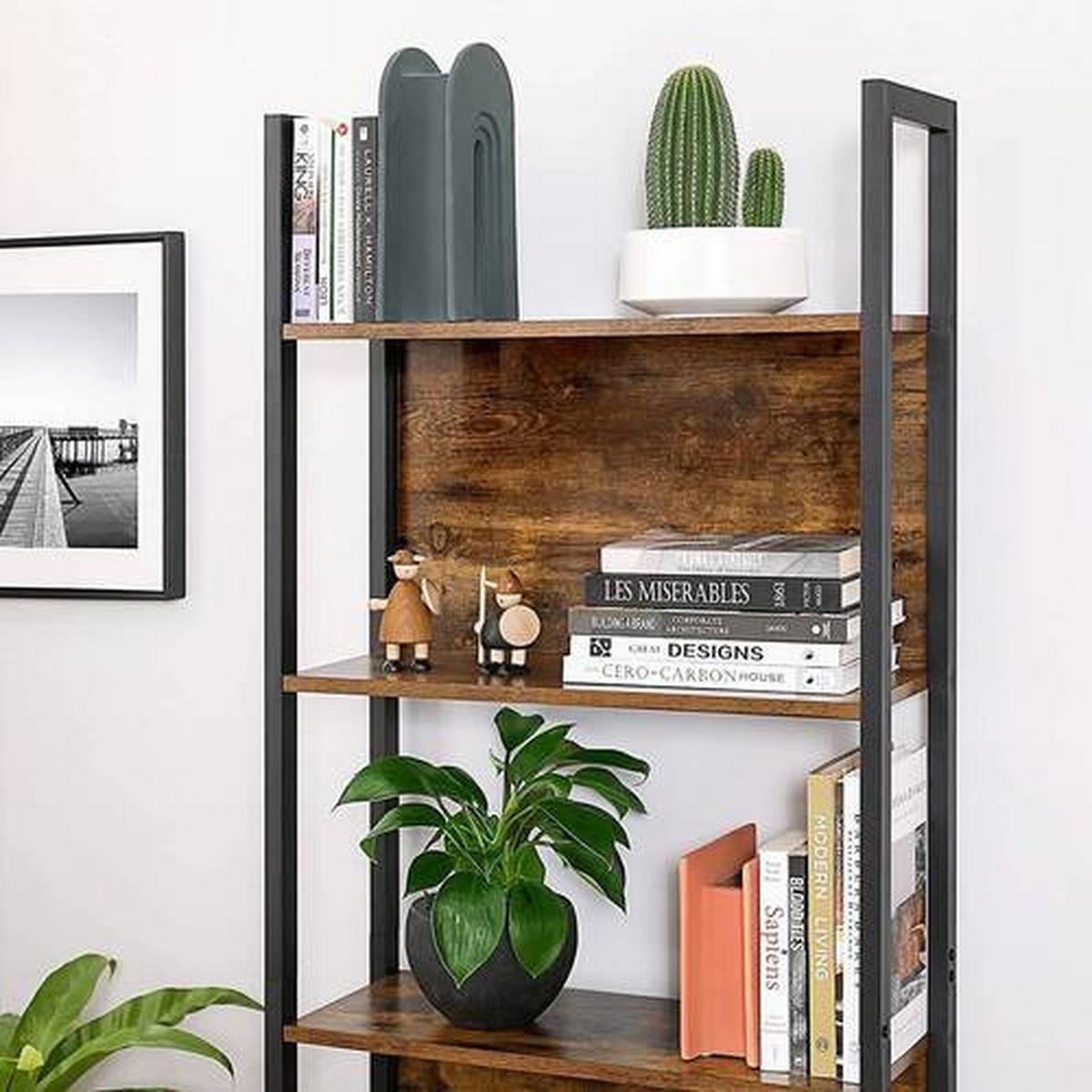 Bücherregal Rustikal B: 62 Cm Braun/schwarz - Schwarz/Braun, Basics, Holzwerkstoff/Metall (62/165/24cm) - Boxxx