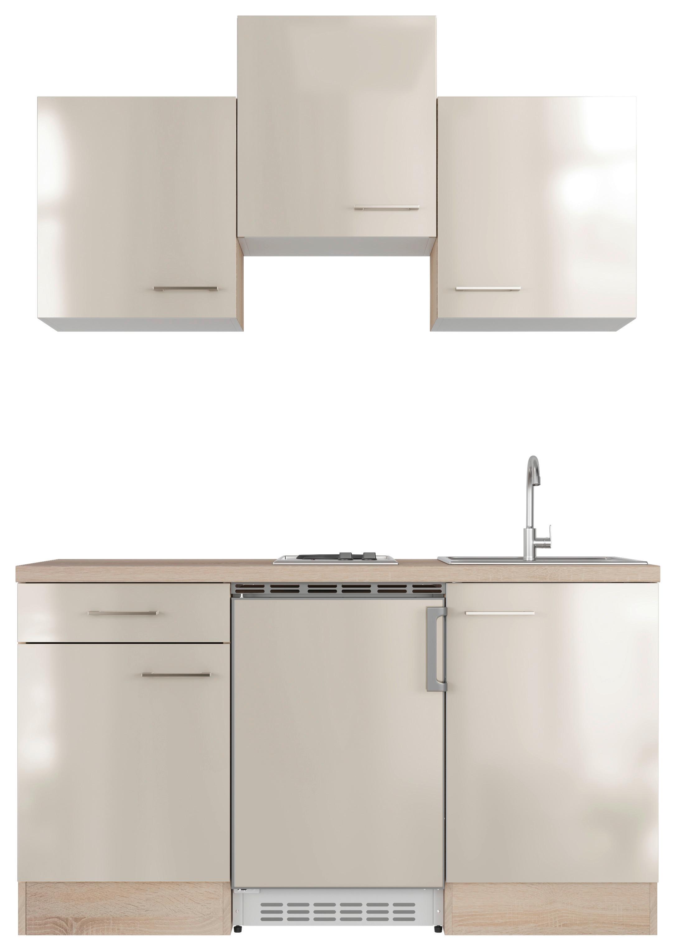 Minikuchyně NEPAL včetně spotřebičů a dřezu - Sonoma dub/kašmírová, Moderní, kov/kompozitní dřevo (150,5cm) - FlexWell