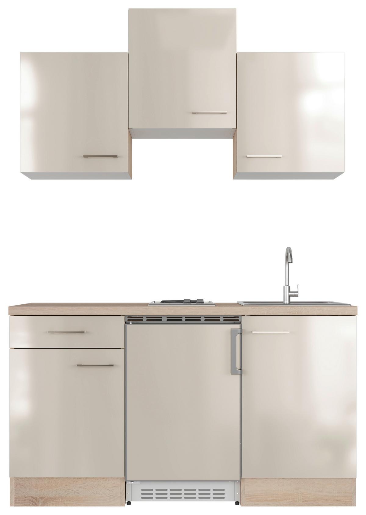 Minikuchyně NEPAL včetně spotřebičů a dřezu - Sonoma dub/kašmírová, Moderní, kov/kompozitní dřevo (150,5cm) - FlexWell