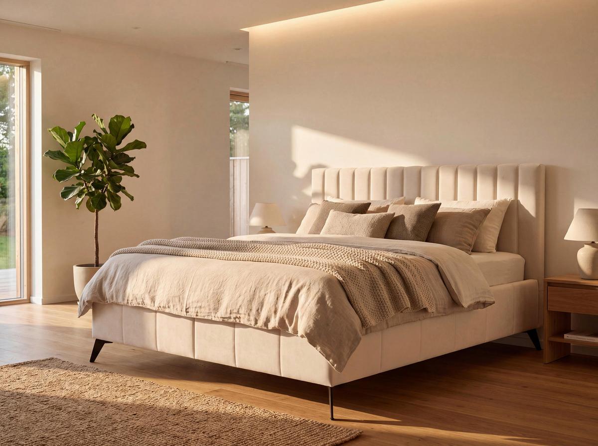 Manželská postel Vivien 2, 180x200, krémová - černá/krémová, Moderní, dřevo/textil (180/200cm)
