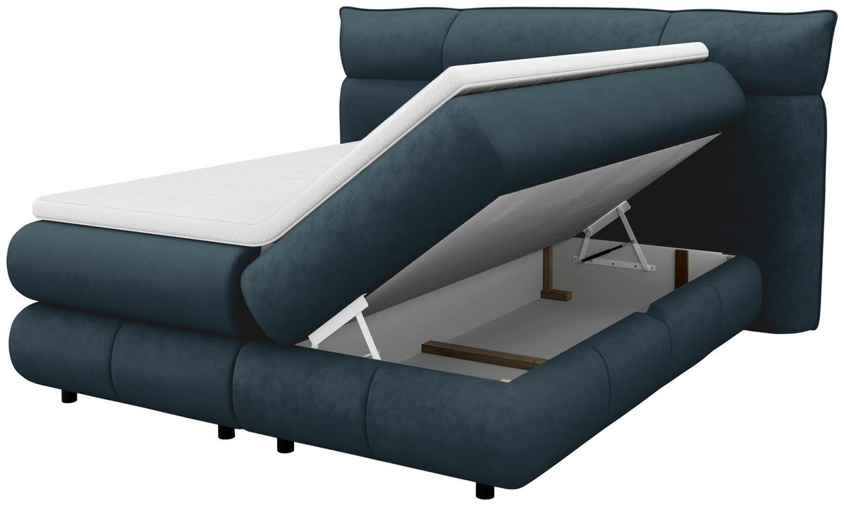 Boxspringbett Carmelo Blaugrün 180x200 cm - Schwarz/Grün, Trend, Textil (180/200cm)
