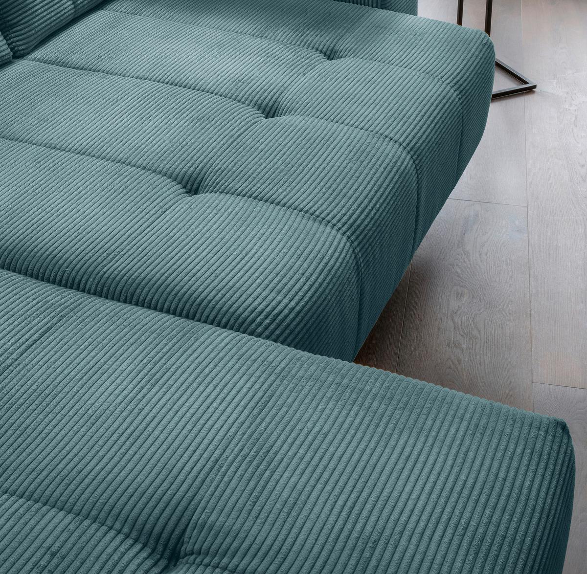 Ecksofa Fiore, Petrol S: 200x272 cm - Petrol/Schwarz, MODERN, Textil (200/272cm) - Livetastic