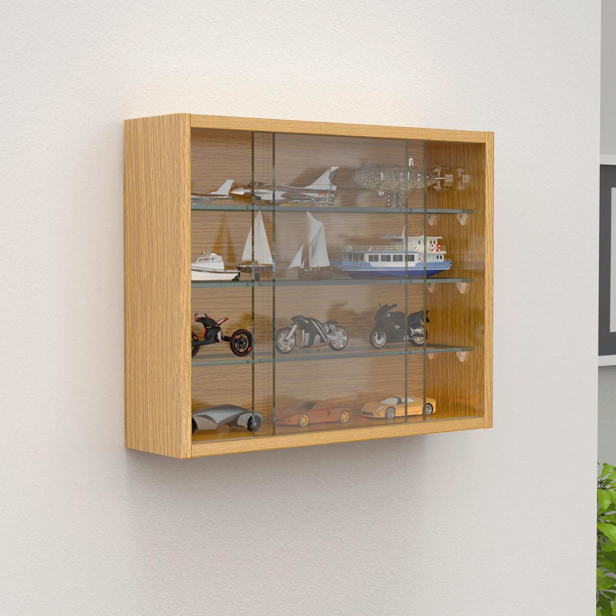 Hängevitrine Drivalo Eiche Dekor B: 50 cm - Honigeiche/Transparent, Design, Glas/Holzwerkstoff (50/40/12cm) - MID.YOU