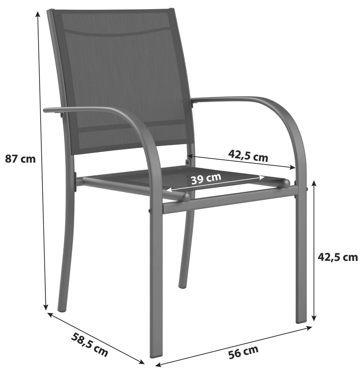 Gartengarnitur für 6 Personen Berlin Metall, Glasplatte - Schwarz, MODERN, Glas/Textil - Beldano