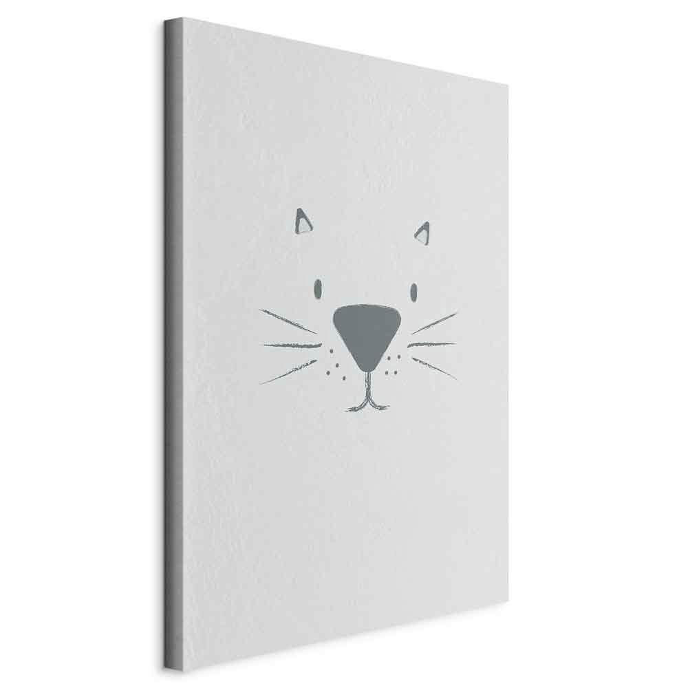 Leinwandbild Cat's Face Hellgrau Dunkelgrau B: 80 cm