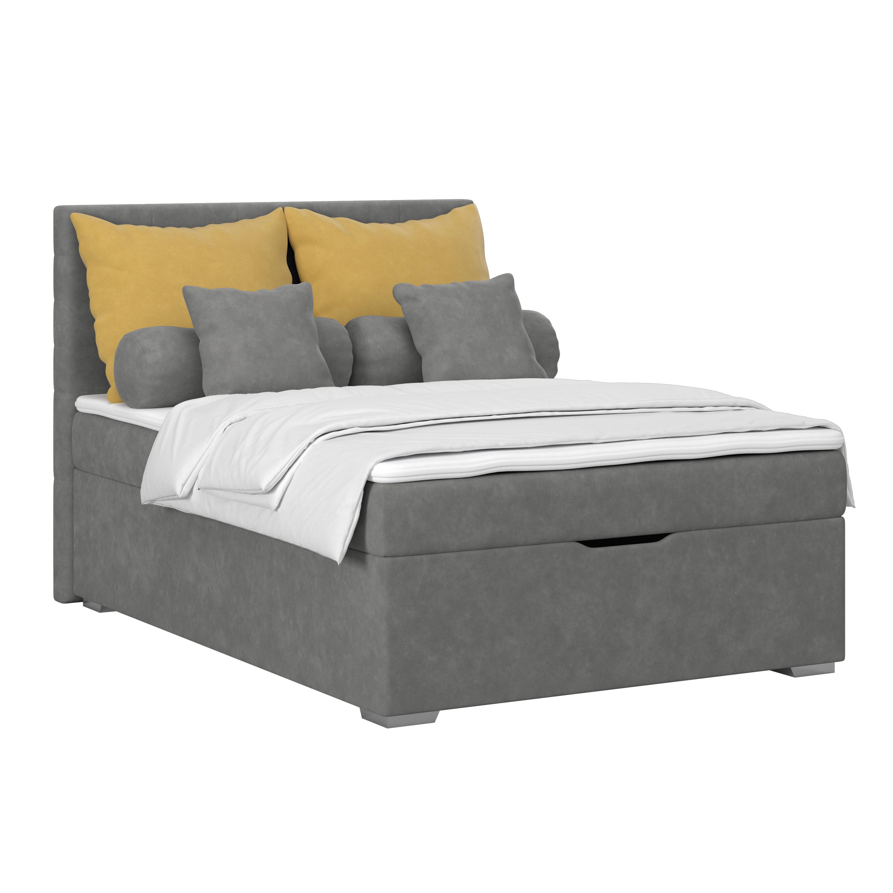 Polsterbett Adria - Chromfarben/Graphitfarben, KONVENTIONELL, Holz/Textil (140/200cm)
