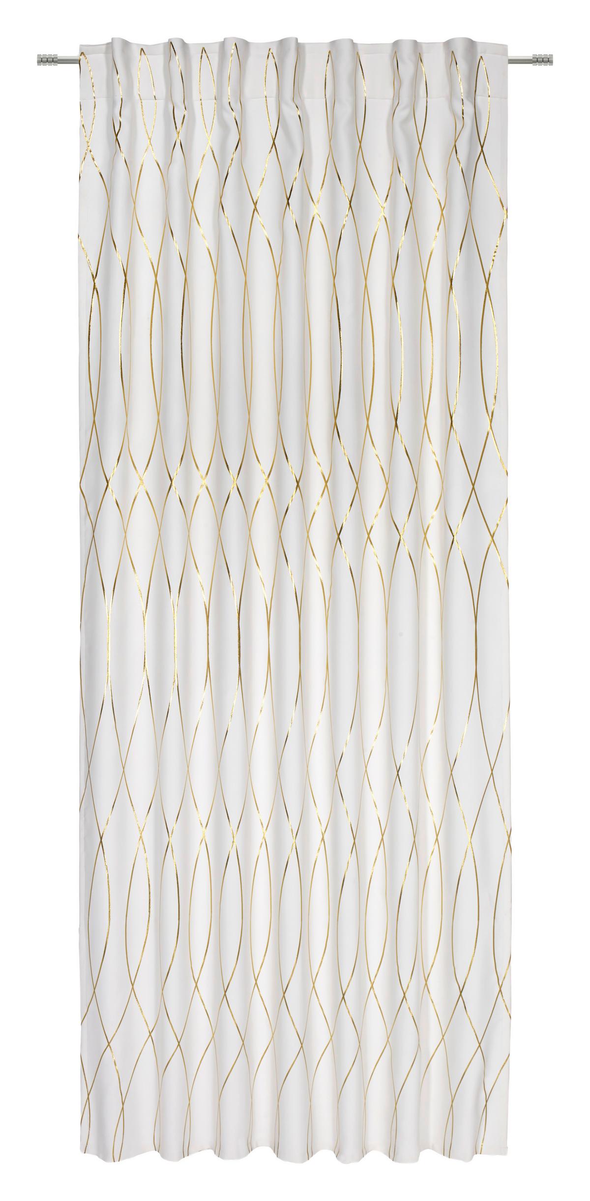 ZATEMŇOVACÍ ZÁVES Glamour, 140/245 cm - biela/zlatá, Lifestyle, textil (140/245cm) - Mömax