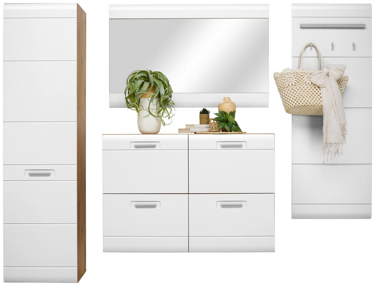 Garderoben-set Auris Weiß/eiche Dekor 4-Tlg. - Eichefarben/Weiß, MODERN, Holzwerkstoff (232/204,2/37,1cm) - Luca Bessoni