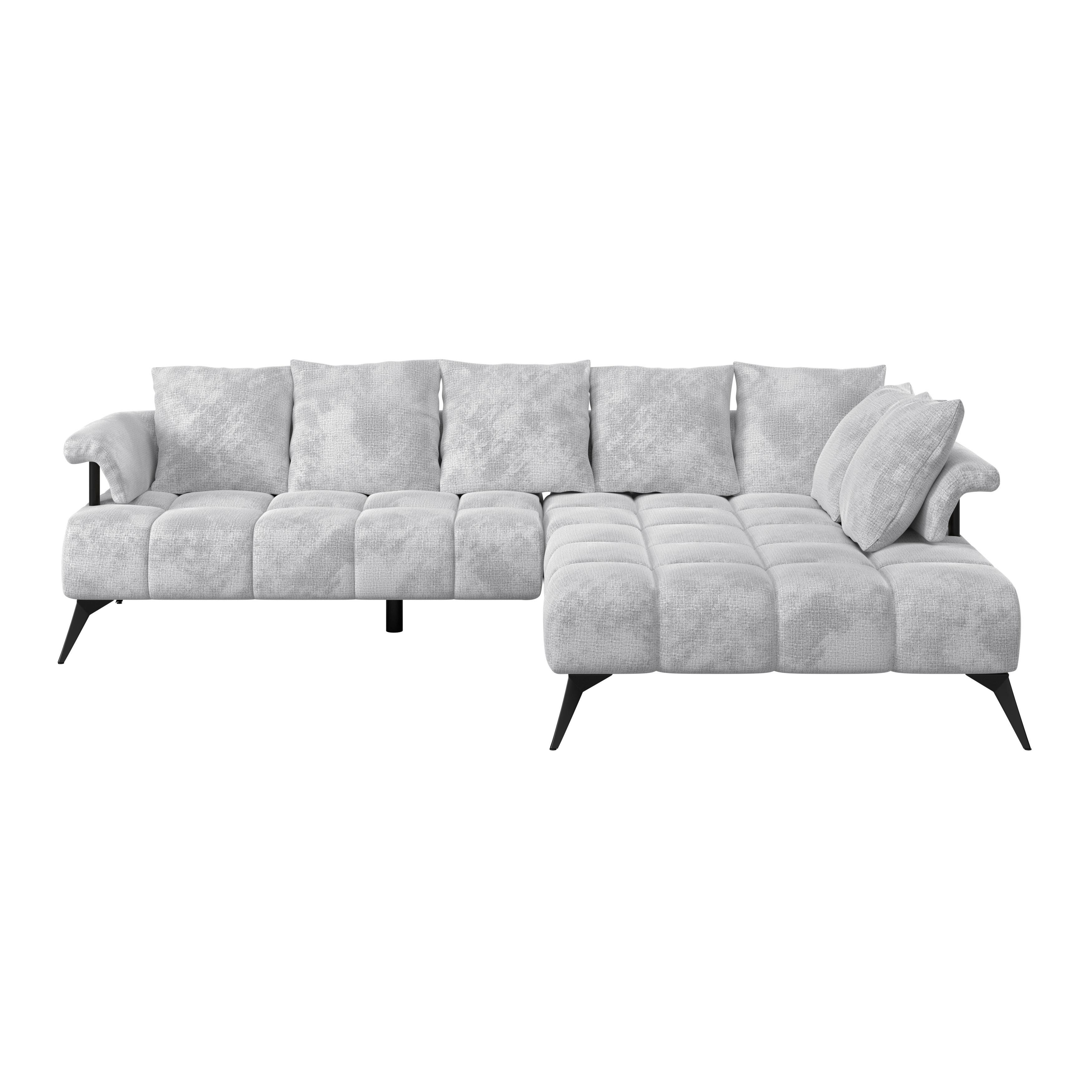 Rohová sedačka VANESSA NEW nutná š. dveří 90 cm, pravá - černá/světle šedá, Moderní, kov/textil (297/200cm)