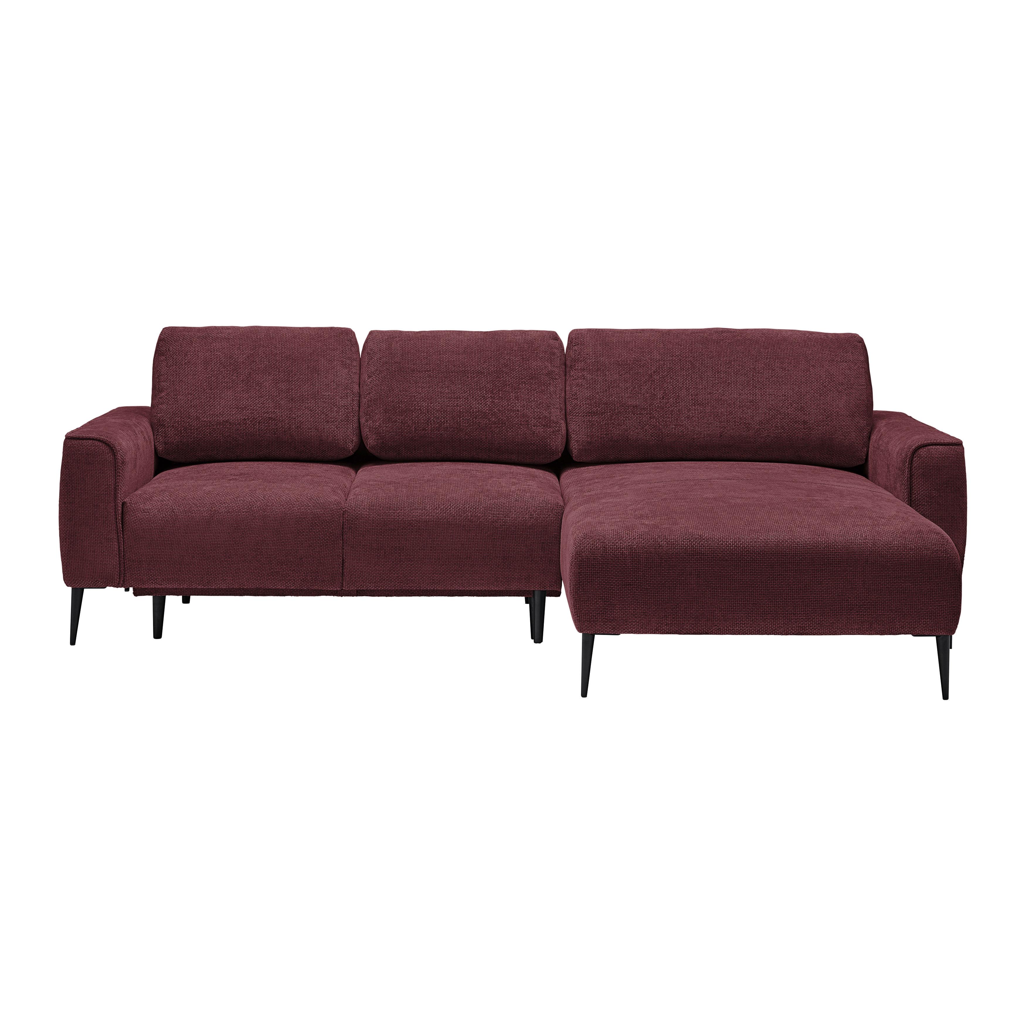 Rohová sedačka CUSTOM, pravá, bordová žinylka - bordeaux/černá, Moderní, kov/textil (255/164cm) - Mömax