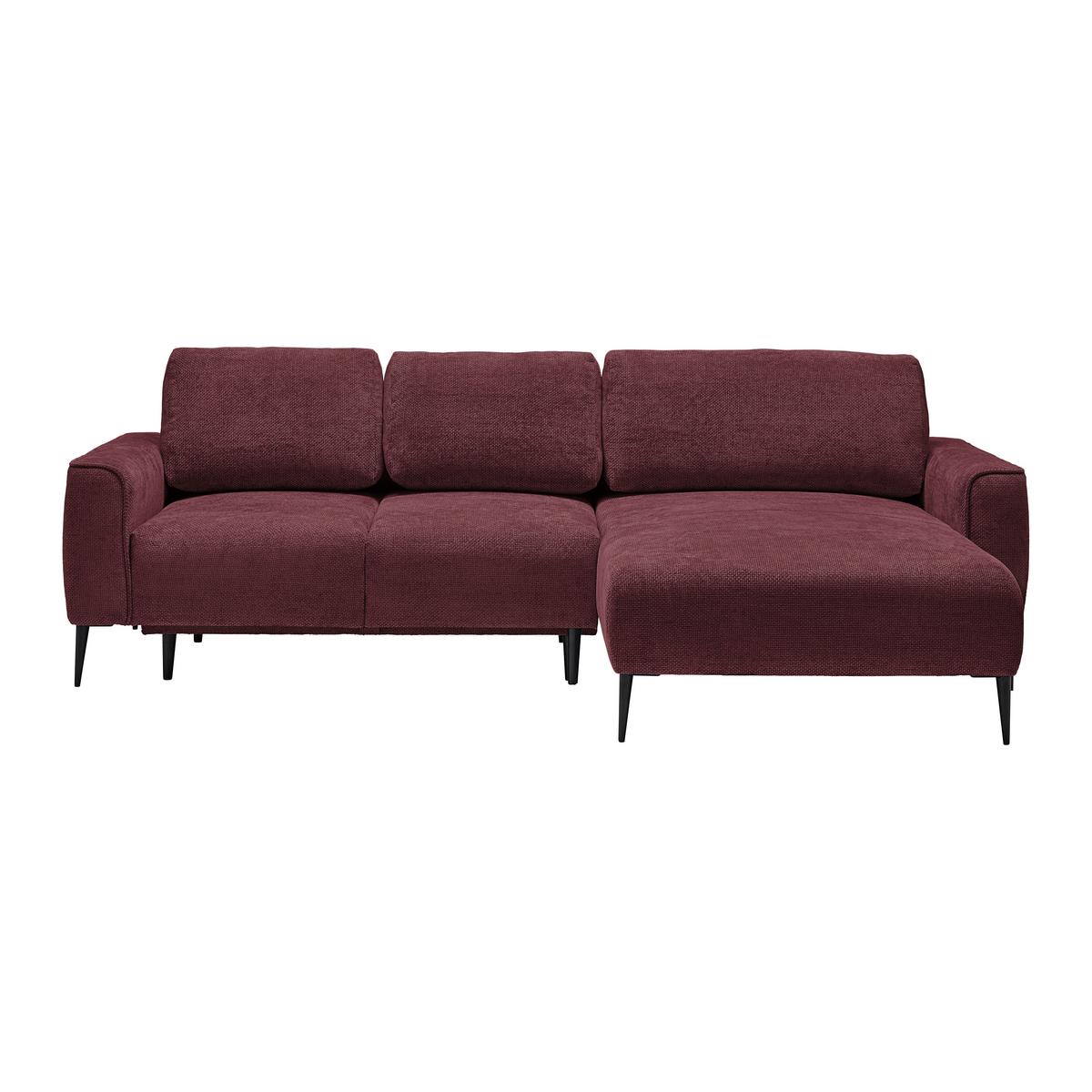 Rohová sedačka CUSTOM, pravá, bordová žinylka - bordeaux/černá, Moderní, kov/textil (255/164cm) - Mömax