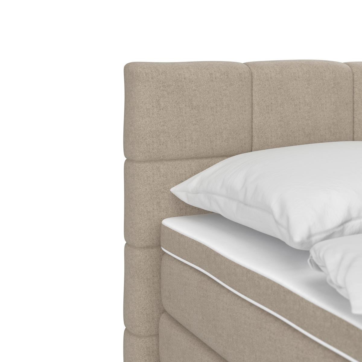 Boxspringbett mit Topper 180x200 April - Beige/Schwarz, MODERN, Textil (180/200cm)