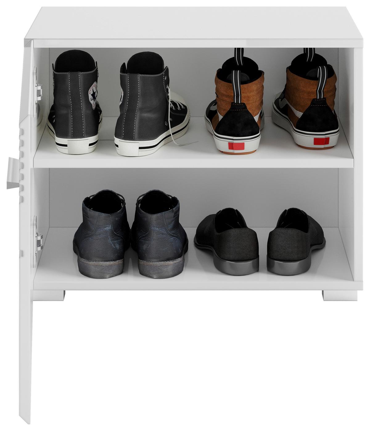 Garderobe Weiß, Weiß Hochglanz, B: 115cm - Weiß Hochglanz/Weiß, Design, Holzwerkstoff (115/197/37cm) - MID.YOU
