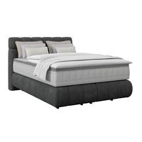 Boxspringbett Nobu Anthrazit, Lf: 140x200 cm - Anthrazit/Schwarz, Trend, Holz/Textil (140/200cm)