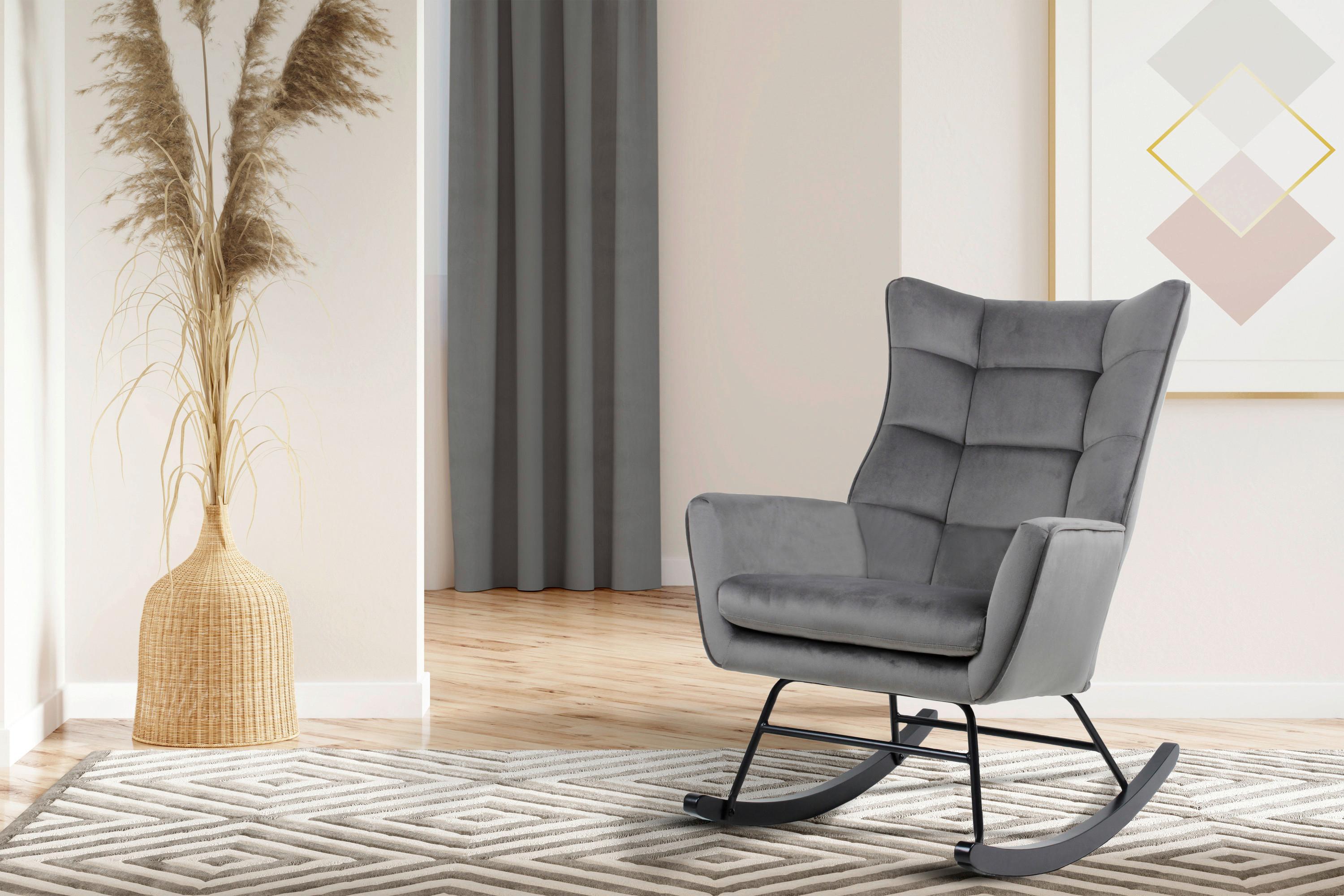 Schaukelstuhl Bryana 125 Grau, 68x97x88 Cm - Grau, Design, Holz/Kunststoff (68/97/88cm) - Kayoom