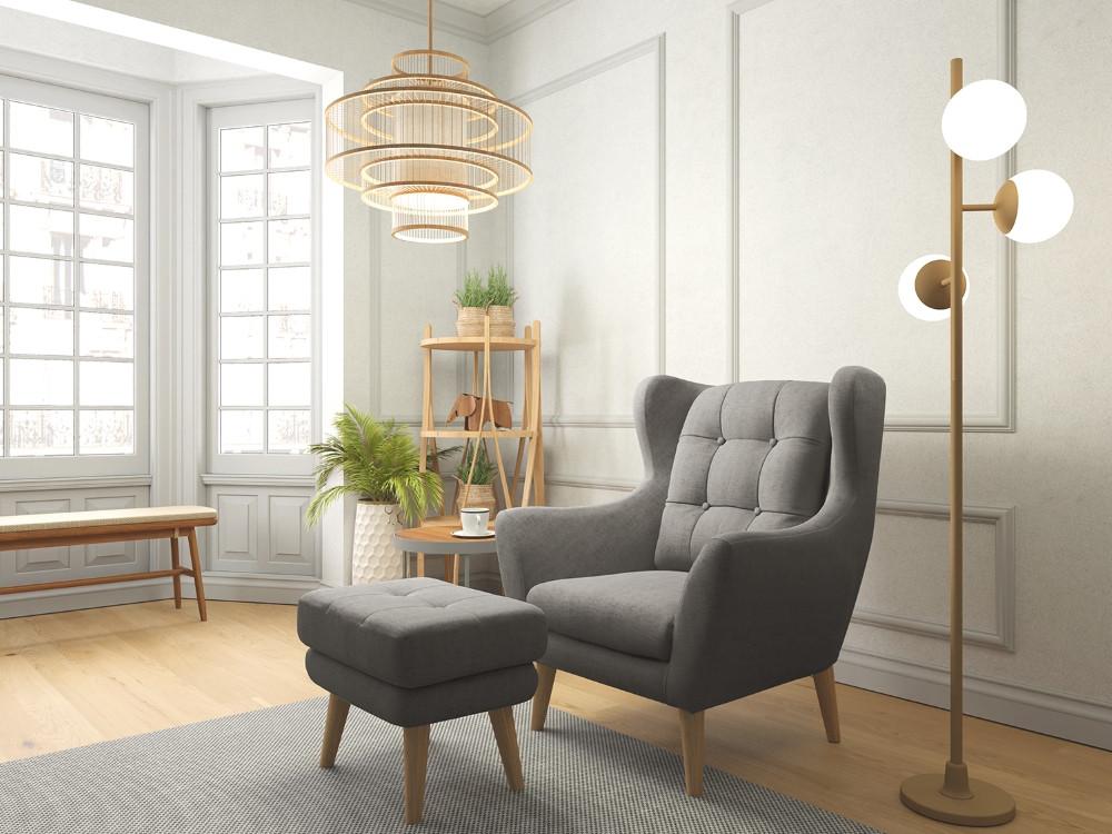 Sessel Henry, Dunkelgrau B: 91 cm - Eichefarben/Dunkelgrau, KONVENTIONELL, Textil (91/107/94cm) - Trendmanufaktur