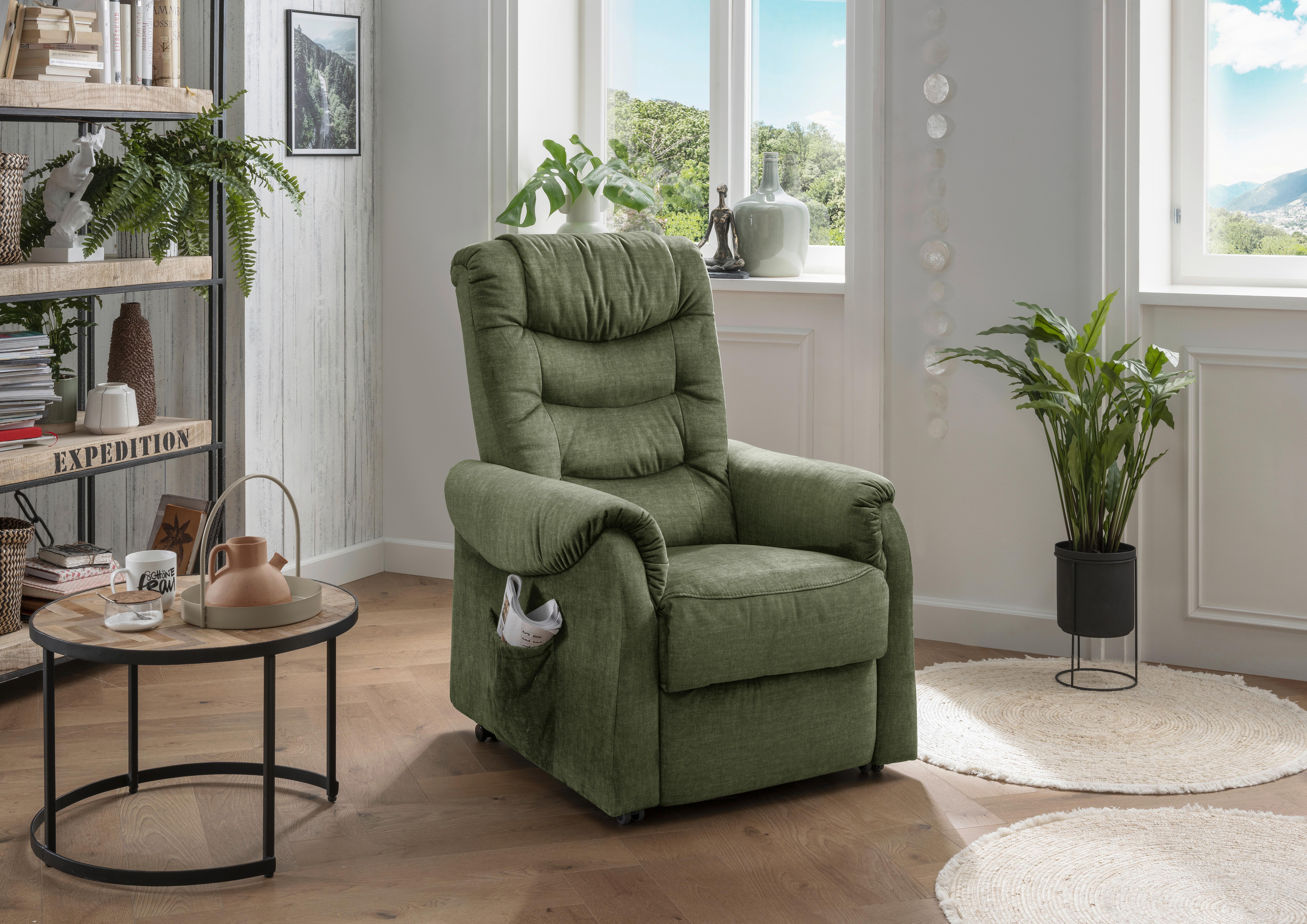Fernsehsessel Nino Dunkelgrün B: 76 Cm - Dunkelgrün/Schwarz, Design, Textil (76/106/94cm) - Livetastic