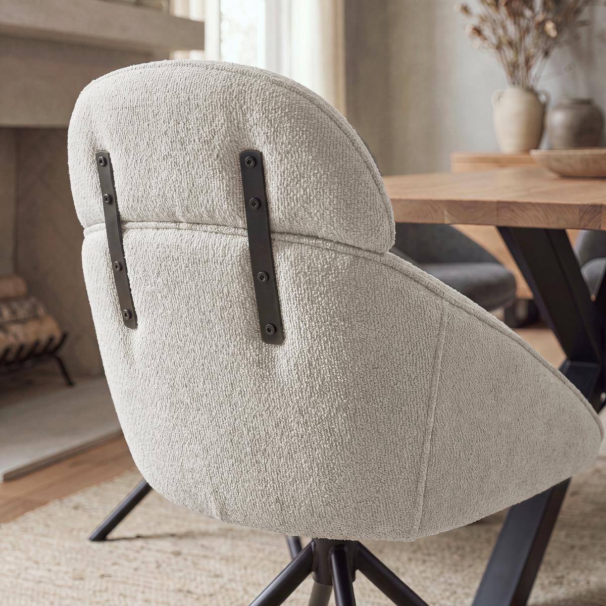 Stolička s podrúčkami Maira, bledo-sivá, s látkovým poťahom - čierna/svetlosivá, Modern, kov/textil (59,5/93/66cm) - Bessagi Home