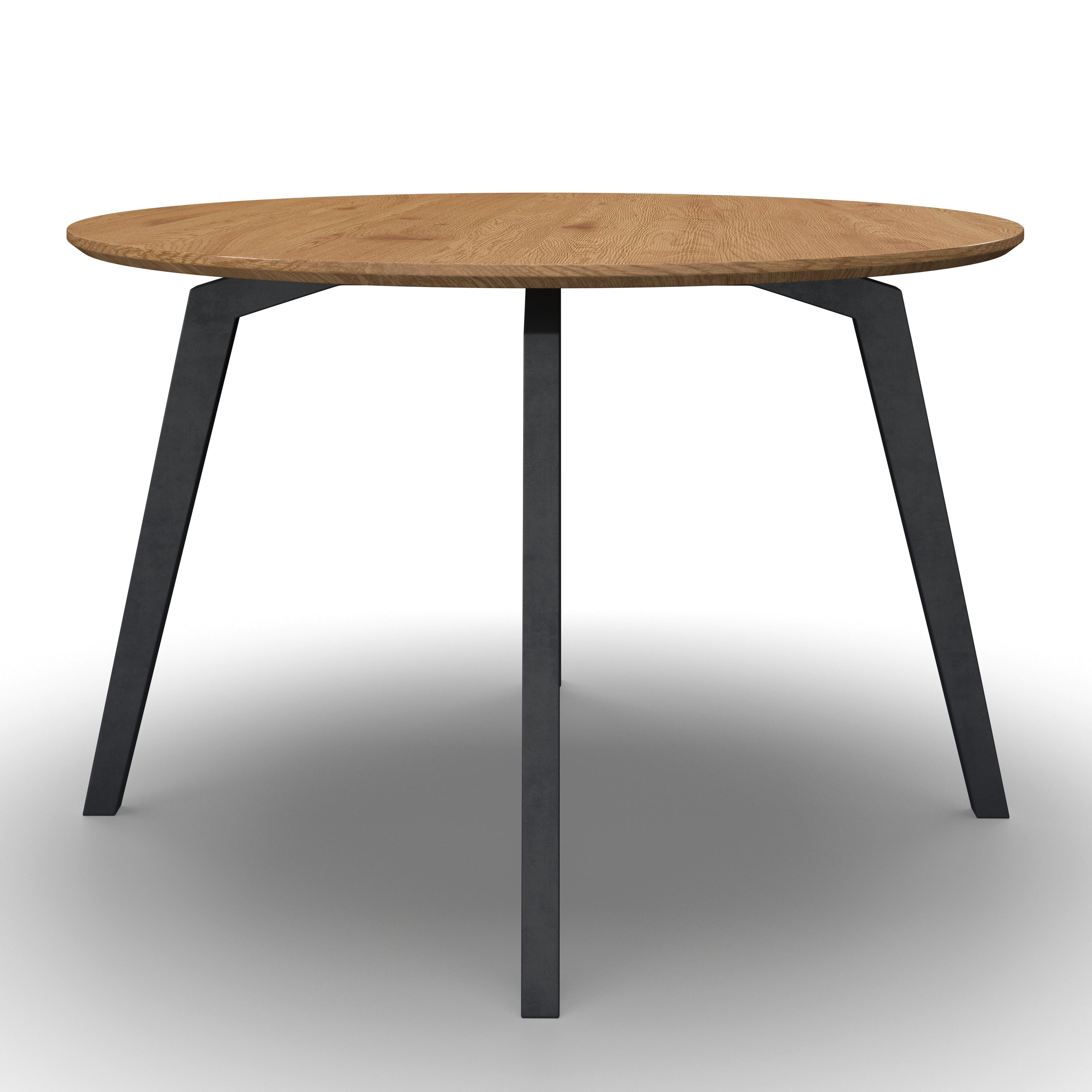 Jídelní stůl ELIAN 120 - černá/barvy dubu, Moderní, kov/kompozitní dřevo (120/120/76cm) - Bessagi Home