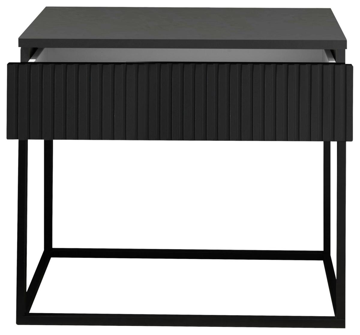 Nachtkästchen Schwarz/Graphit H: 52 cm Marle - Schwarz/Graphitfarben, MODERN, Holzwerkstoff/Metall (60/52/38,5cm) - Livetastic