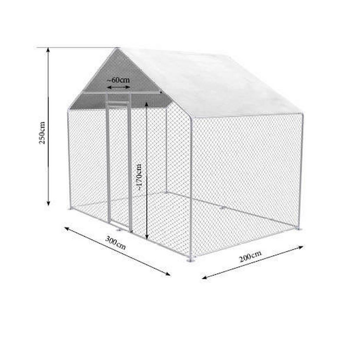 Heimtiergehege Zi-Cr322 200x250x300 cm Verzinkte Rohre - Grau, Basics, Metall (200/250/300cm) - Zipper